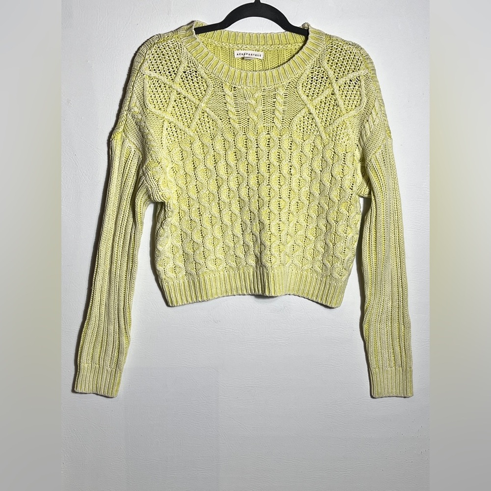 Aeropostale Neon Yellow Green Chunky Knit Sweater Size Small NWT